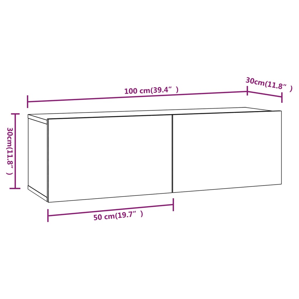 TV-Wandschränke 2 Stk. Räuchereiche 100x30x30 cm Holzwerkstoff