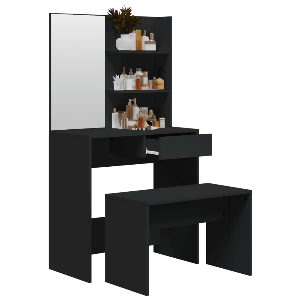 Schminktisch-Set Schwarz 74,5 x 40 x 141 cm