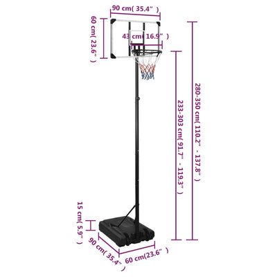 Basketballständer Transparent 280-350 cm Polycarbonat