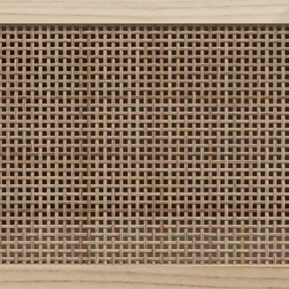 TV-Schrank Weiß 80x30x40 cm Massivholz Kiefer und Natur-Rattan