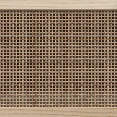 TV-Schrank Weiß 80x30x40 cm Massivholz Kiefer und Natur-Rattan