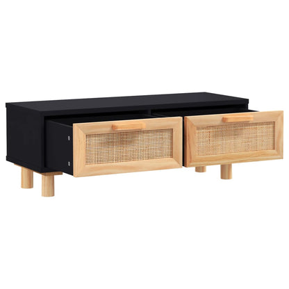 Couchtisch Schwarz 80x40x30 cm Holzwerkstoff Massivholz Kiefer