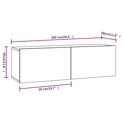 TV-Wandschränke 4 Stk. Sonoma-Eiche 100x30x30 cm