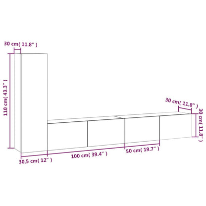 3-tlg. TV-Schrank-Set Weiß Holzwerkstoff