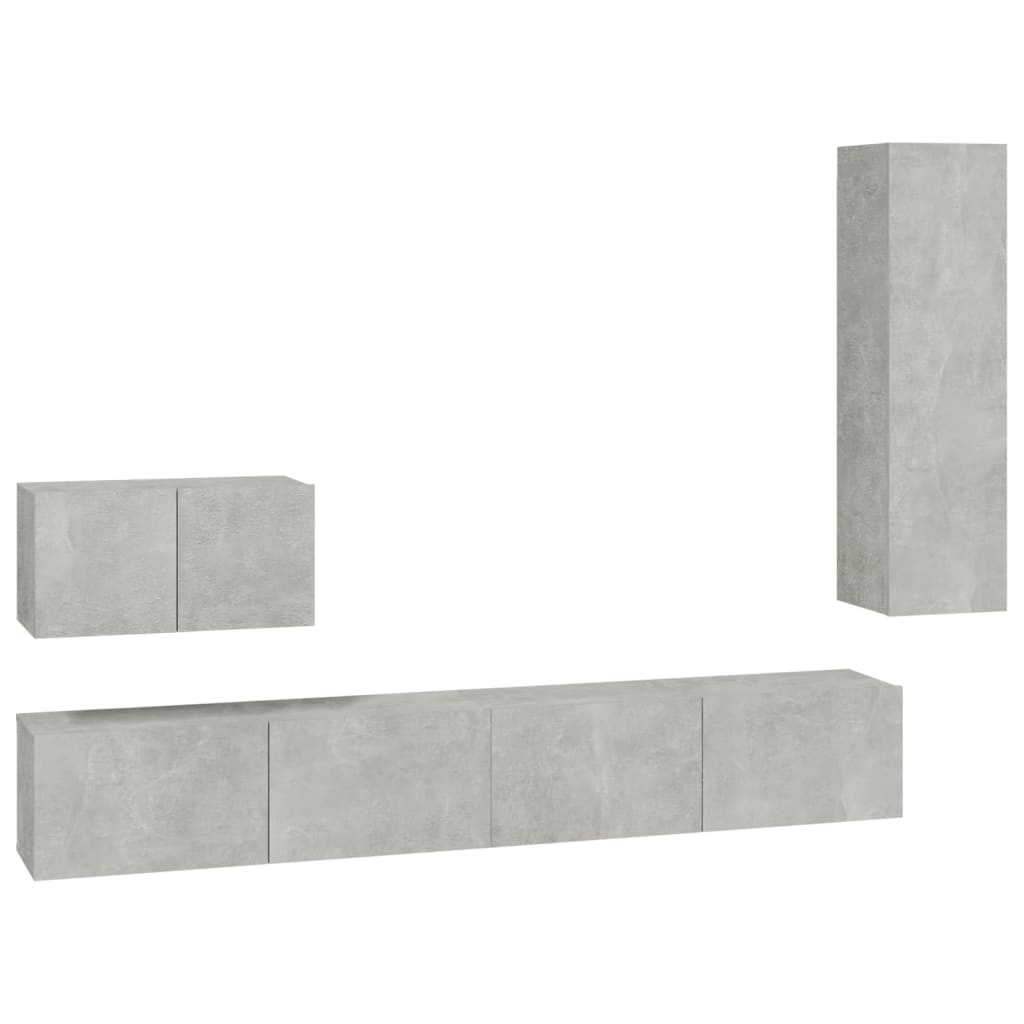 4-tlg. TV-Schrank-Set Betongrau Holzwerkstoff