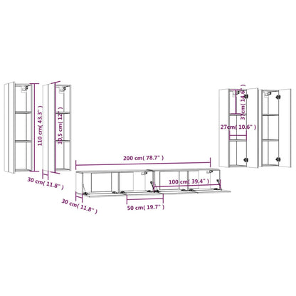 6-tlg. TV-Schrank-Set Räuchereiche Holzwerkstoff