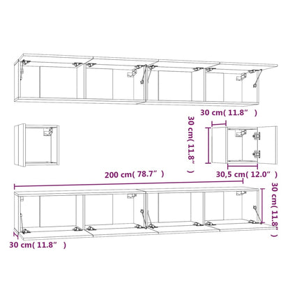 6-tlg. TV-Schrank-Set Schwarz Holzwerkstoff