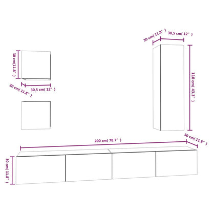 5-tlg. TV-Schrank-Set Weiß Holzwerkstoff