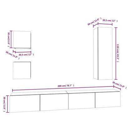 5-tlg. TV-Schrank-Set Betongrau Holzwerkstoff