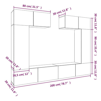 6-tlg. TV-Schrank-Set Betongrau Holzwerkstoff