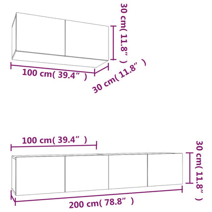 3-tlg. TV-Schrank-Set Weiß Holzwerkstoff