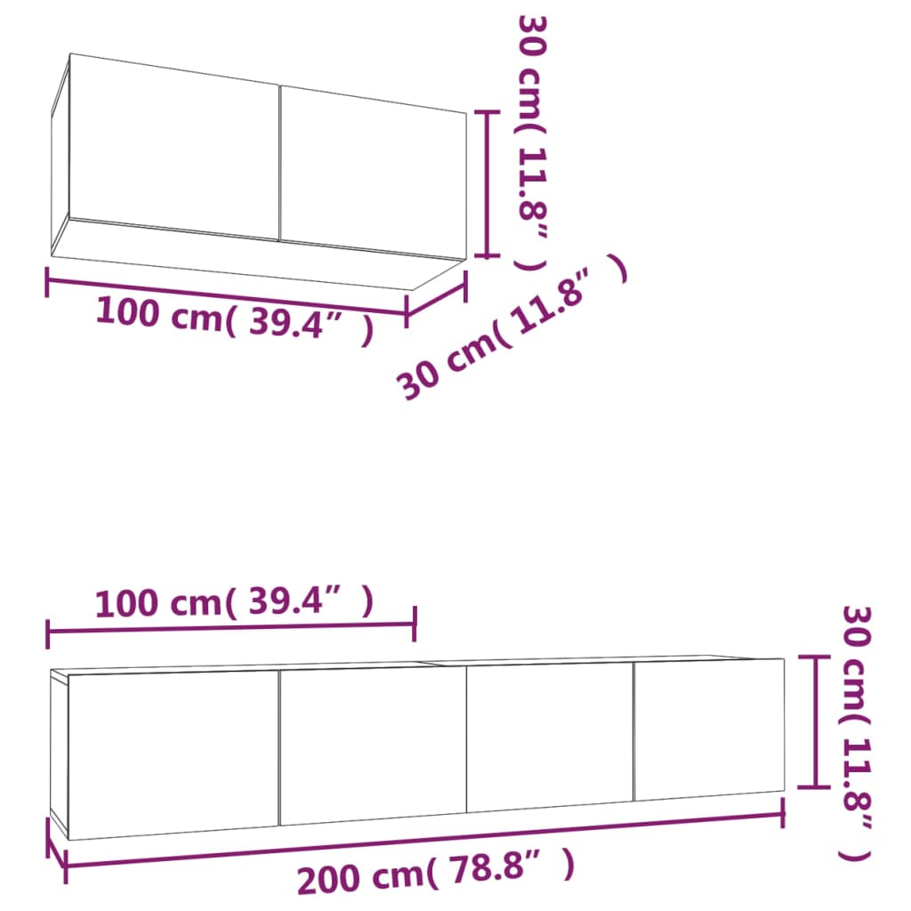 3-tlg. TV-Schrank-Set Sonoma-Eiche Holzwerkstoff