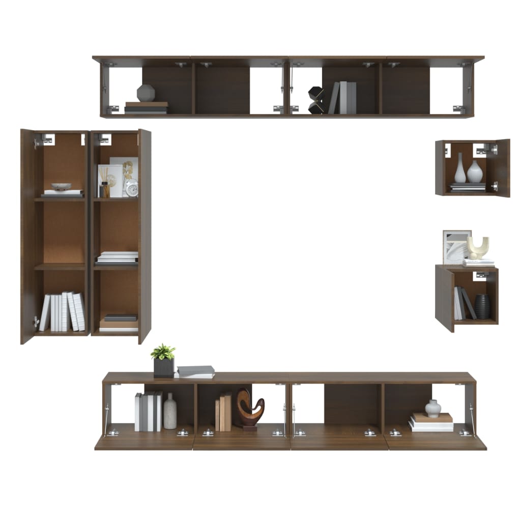 8-tlg. TV-Schrank-Set Braun Eichen-Optik Holzwerkstoff