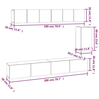 6-tlg. TV-Schrank-Set Schwarz Holzwerkstoff