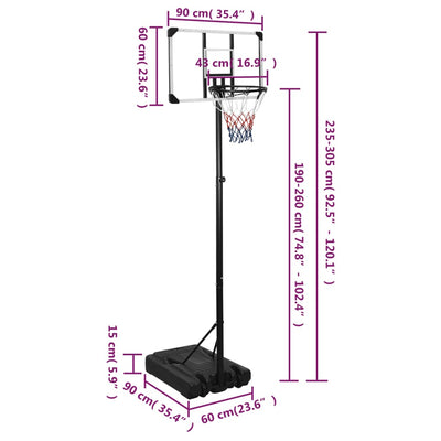 Basketballständer Transparent 235-305 cm Polycarbonat