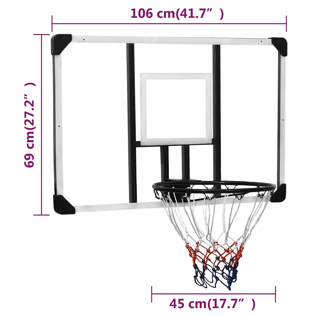 Basketballkorb Transparent 106x69x3 cm Polycarbonat