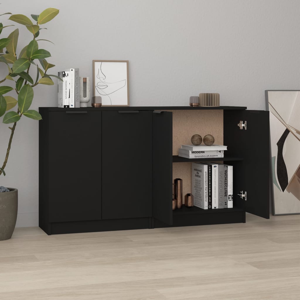 Sideboards 2 Stk. Schwarz 60x30x70 cm Holzwerkstoff