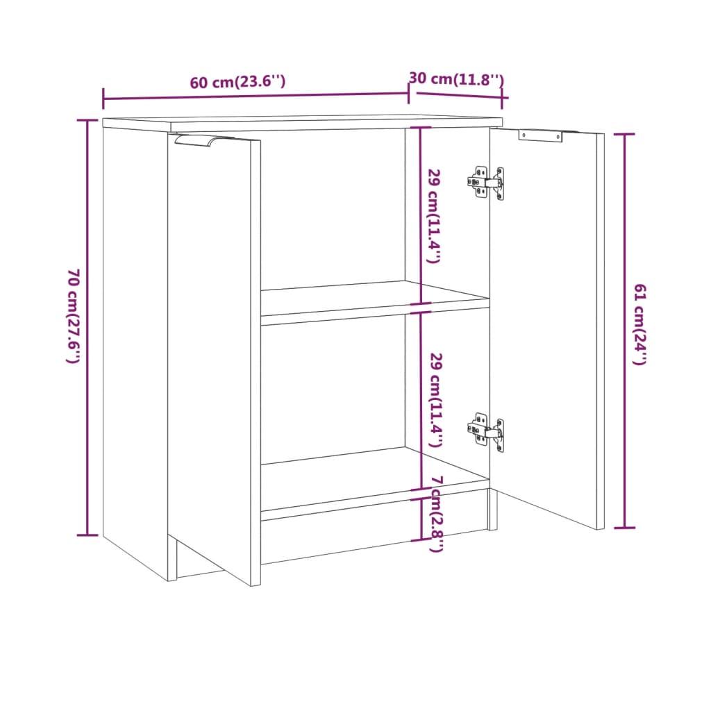 3-tlg. Sideboards Weiß Holzwerkstoff