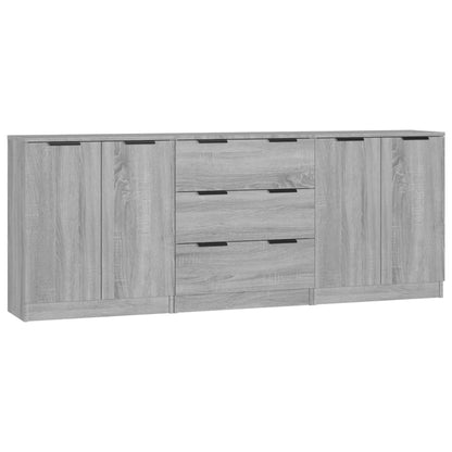 3-tlg. Sideboards Grau Sonoma Holzwerkstoff