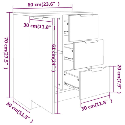 Sideboards 2 Stk. Räuchereiche 60x30x70 cm Holzwerkstoff