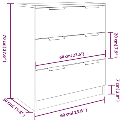 3-tlg. Sideboards Schwarz Holzwerkstoff