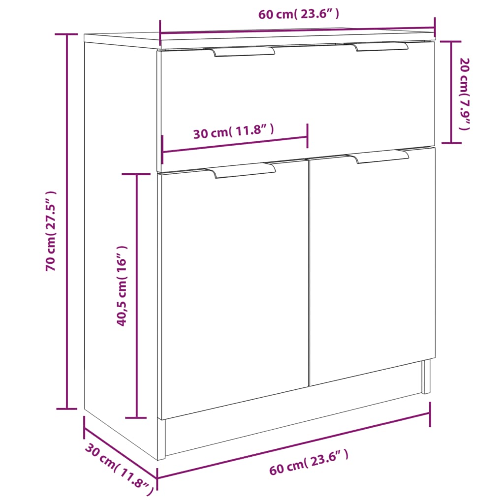 3-tlg. Sideboards Schwarz Holzwerkstoff