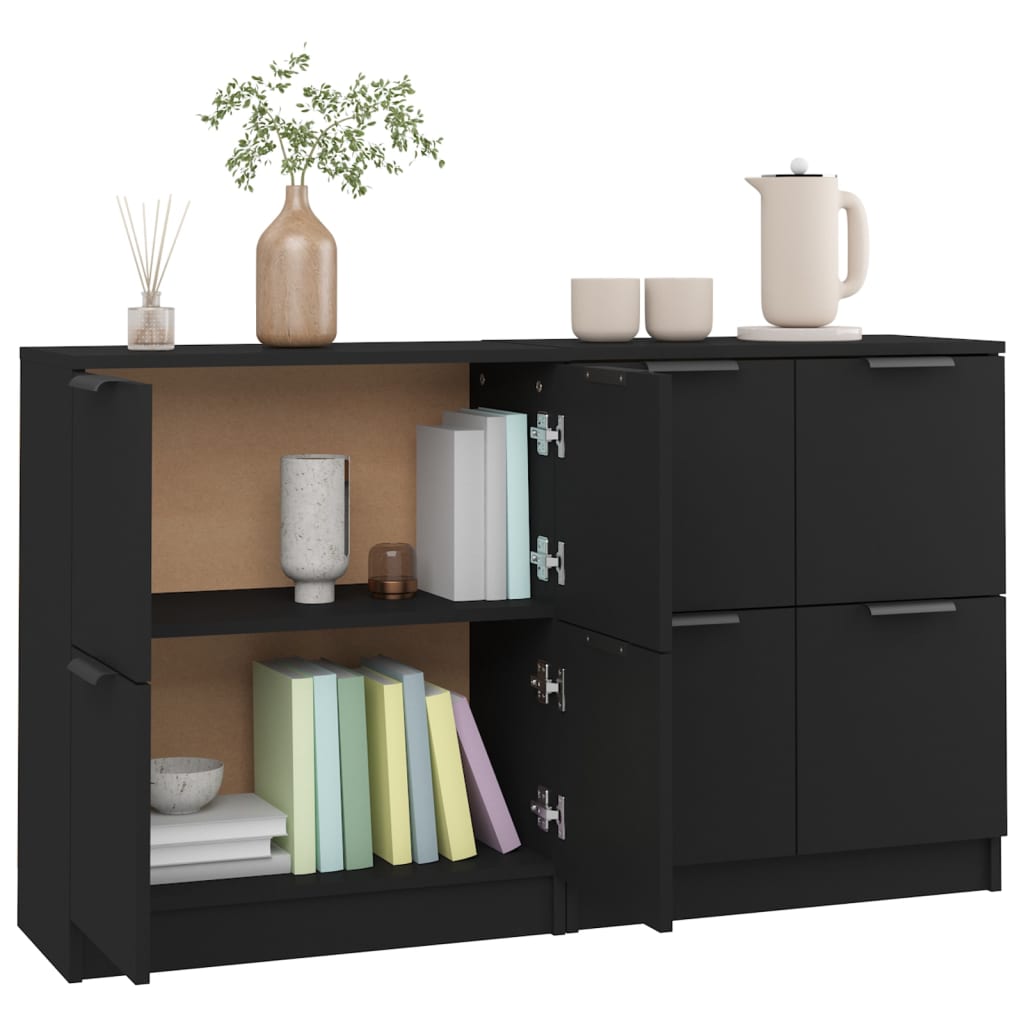 Sideboards 2 Stk. Schwarz 60x30x70 cm Holzwerkstoff