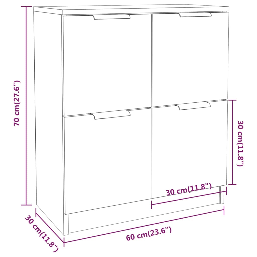 Sideboards 2 Stk. Braun Eichen-Optik 60x30x70 cm Holzwerkstoff