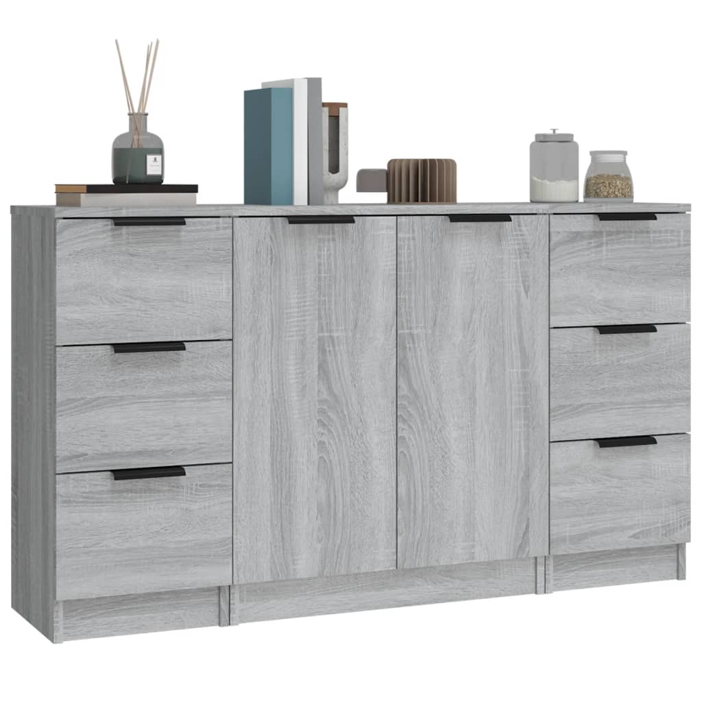 Sideboards 3 Stk. Grau Sonoma Holzwerkstoff