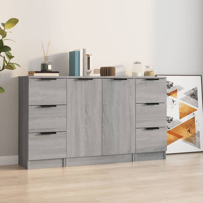 Sideboards 3 Stk. Grau Sonoma Holzwerkstoff