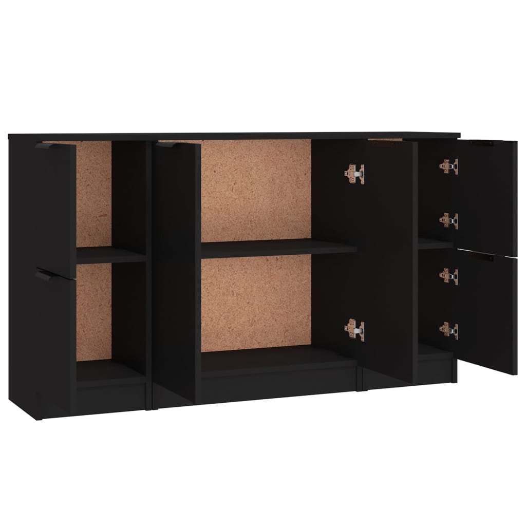 Sideboards 3 Stk. Schwarz Holzwerkstoff