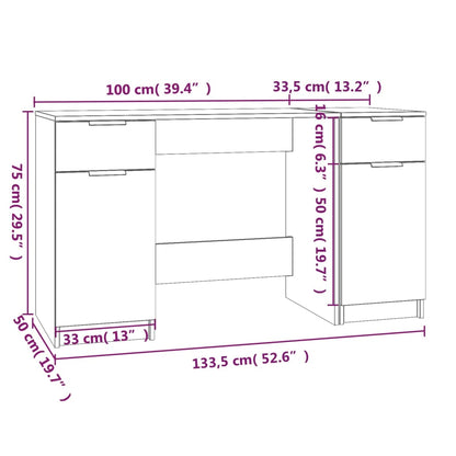 Schreibtisch mit Beistellschrank Räuchereiche Holzwerkstoff