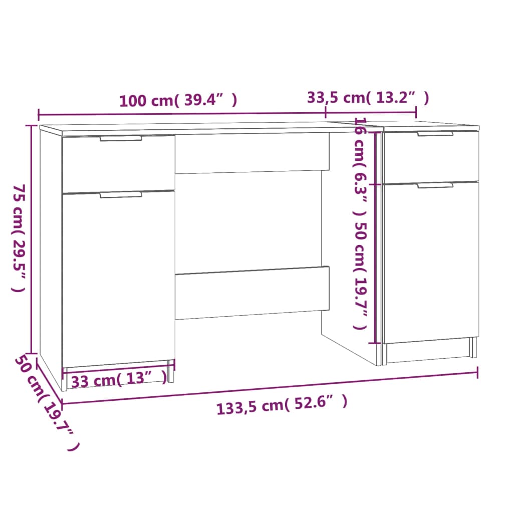 Schreibtisch mit Beistellschrank Braun Eichen-Optik