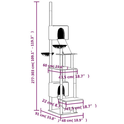 Kratzbaum Deckenhoch Dunkelgrau 277-303 cm