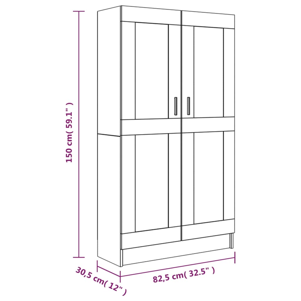 Bücherschrank Braun Eichen-Optik 82,5x30,5x150 cm Holzwerkstoff