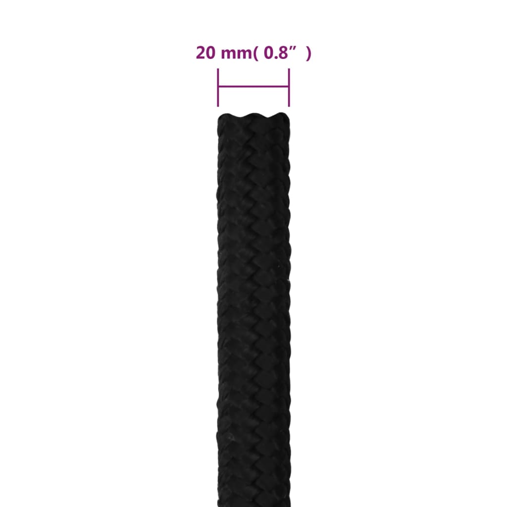 Arbeitsseil Schwarz 20 mm 25 m Polyester