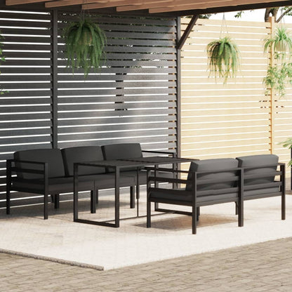 6-tlg. Garten-Lounge-Set mit Kissen Aluminium Anthrazit