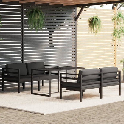 5-tlg. Garten-Lounge-Set mit Kissen Aluminium Anthrazit