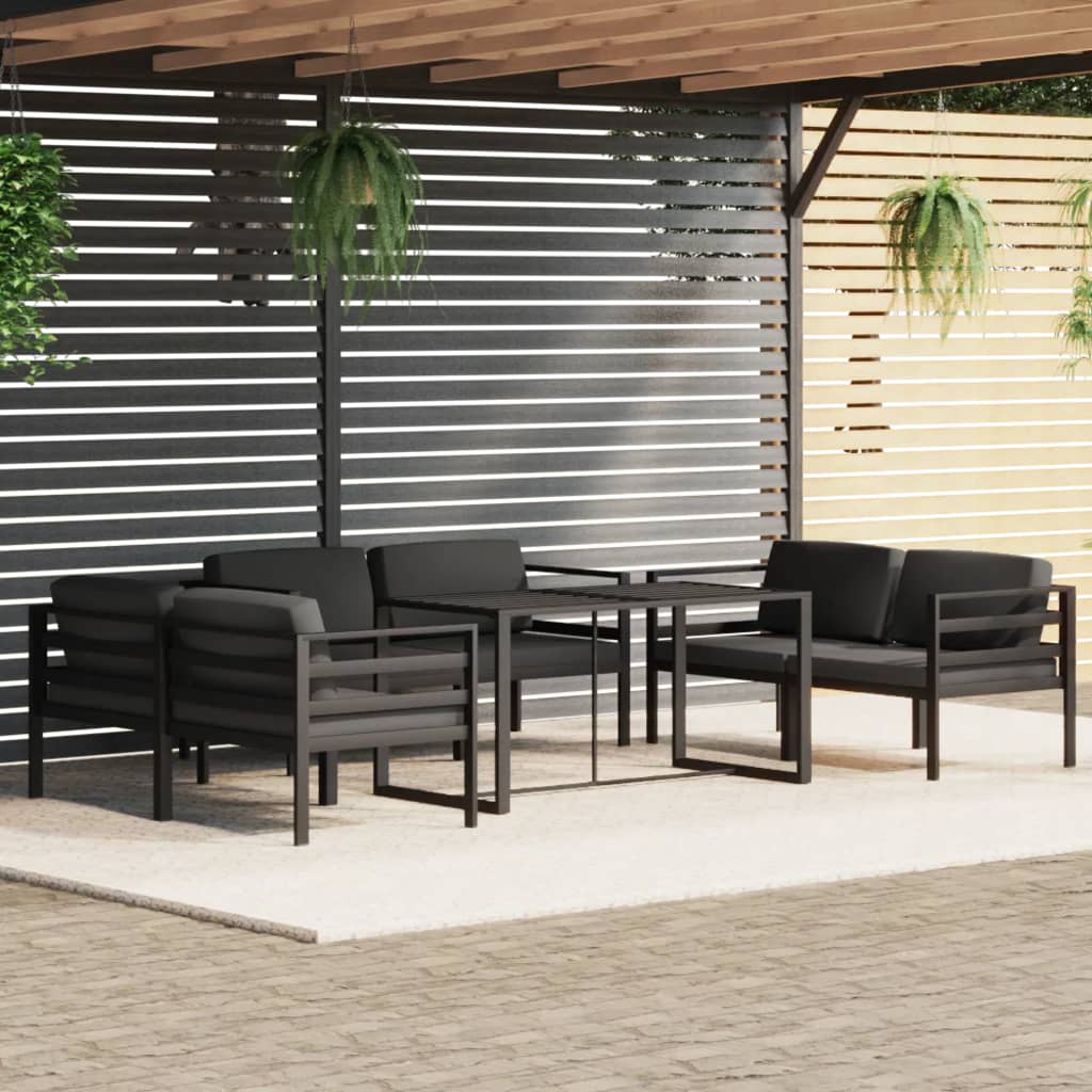 7-tlg. Garten-Lounge-Set mit Kissen Aluminium Anthrazit