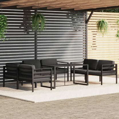 7-tlg. Garten-Lounge-Set mit Kissen Aluminium Anthrazit