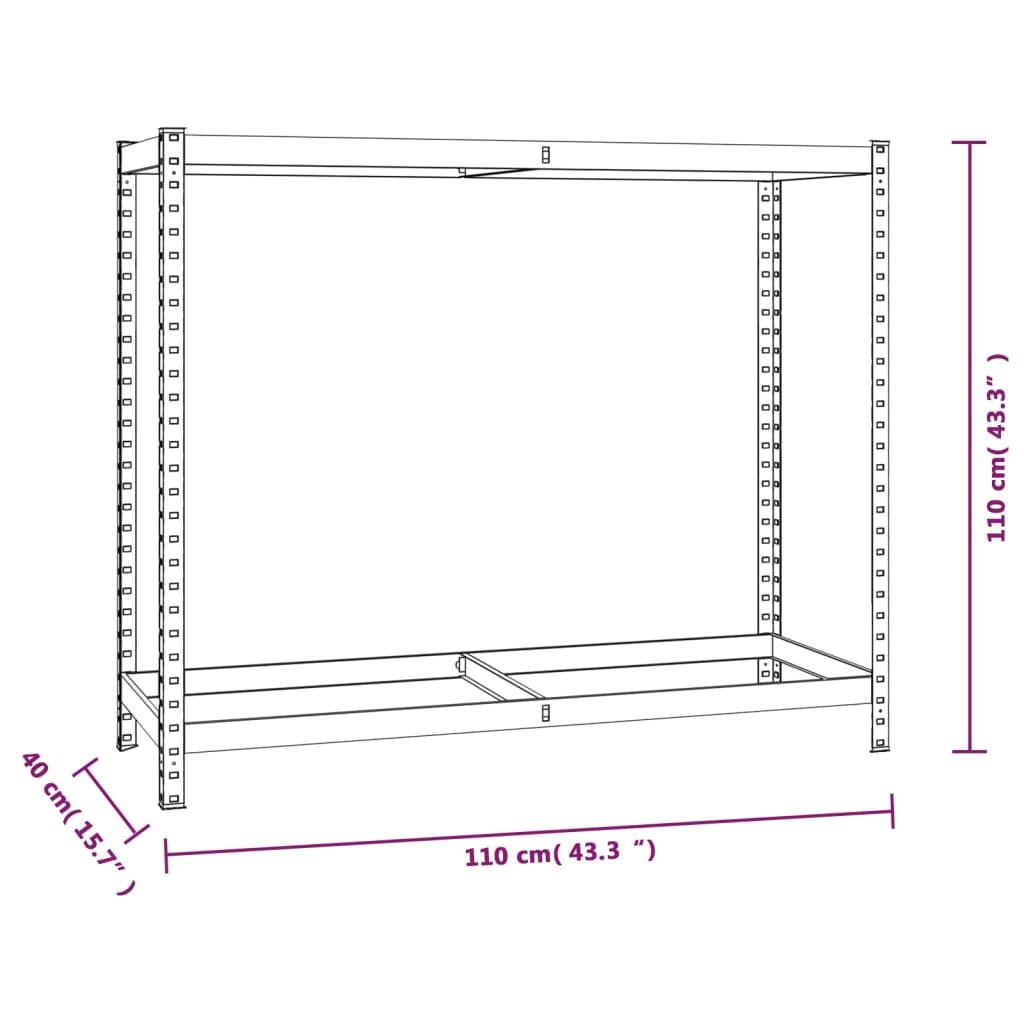 Reifenregale mit 2 Böden 2 Stk. Silbern 110x40x110 cm Stahl