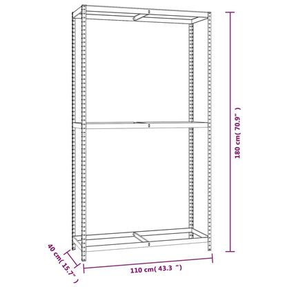 Reifenregale mit 2 Böden 2 Stk. Silbern 110x40x180 cm Stahl