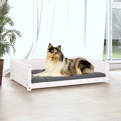 Hundebett Weiß 95,5x65,5x28 cm Massivholz Kiefer