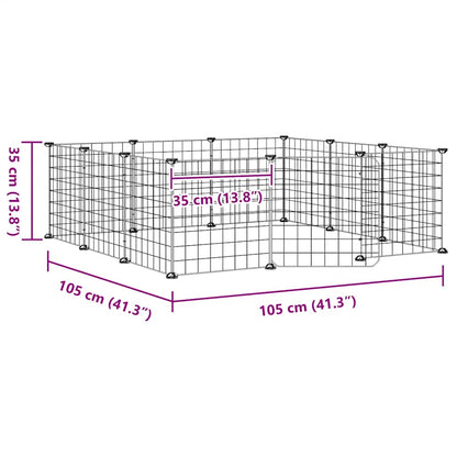 Gabbia per animali domestici a 12 pannelli con porta, nera, 35x35 cm, acciaio