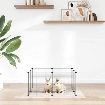 8-Panel-Haustierkäfig Schwarz 35x35 cm Stahl
