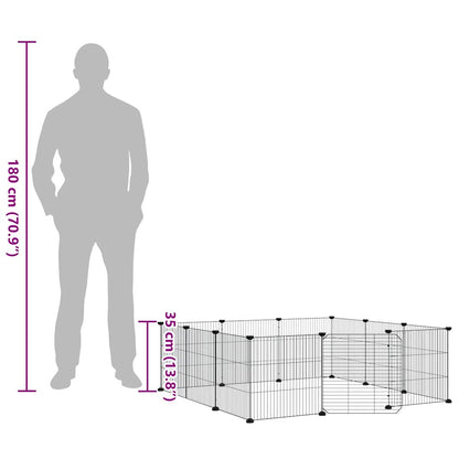 Gabbia per animali domestici a 12 pannelli con porta, nera, 35x35 cm, acciaio