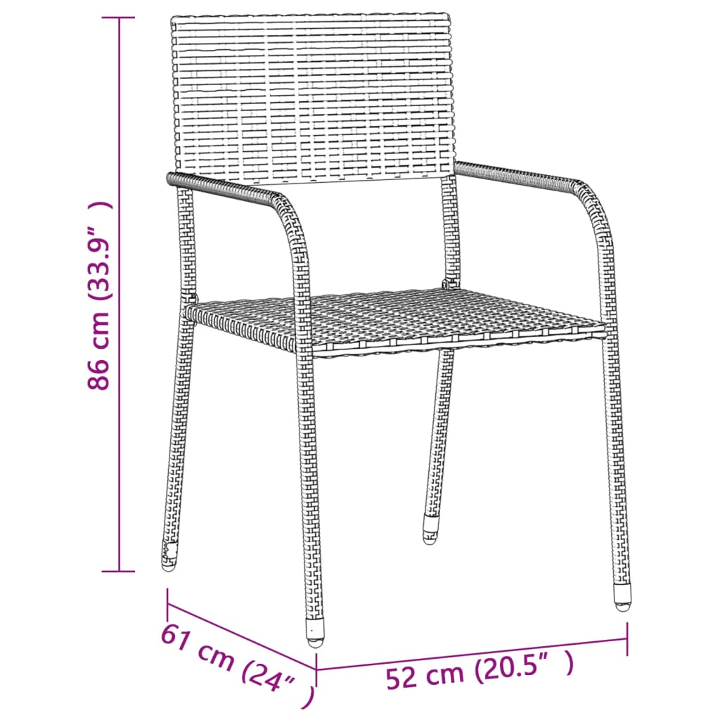 7-tlg. Garten-Essgruppe Poly Rattan Grau