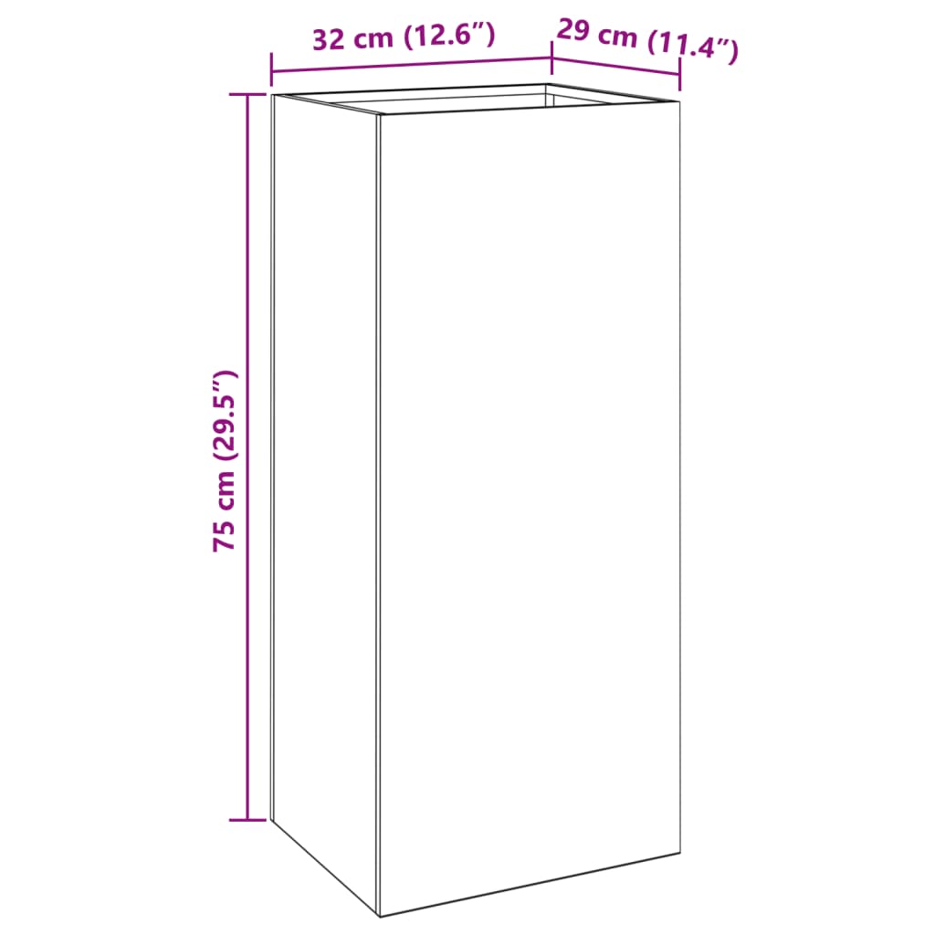 Pflanzkübel 32x27,5x75 cm Cortenstahl