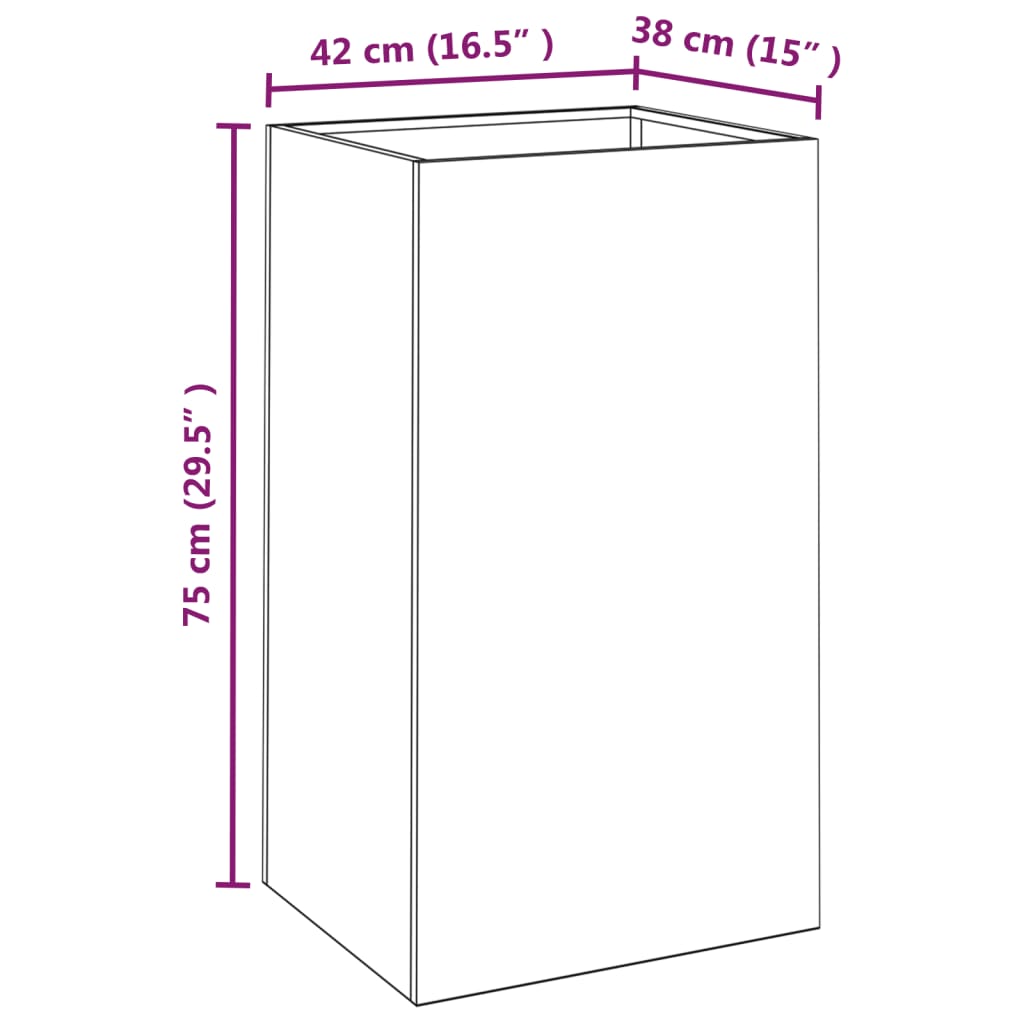 Pflanzkübel 42x38x75 cm Cortenstahl