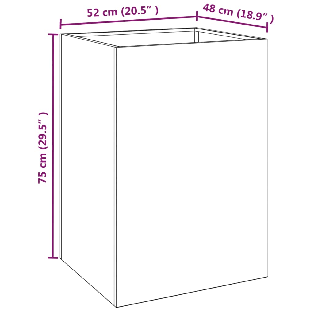 Pflanzkübel 52x48x75 cm Cortenstahl